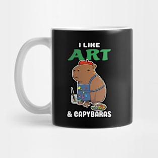 I Like Art and Capybaras Cartoon Mug